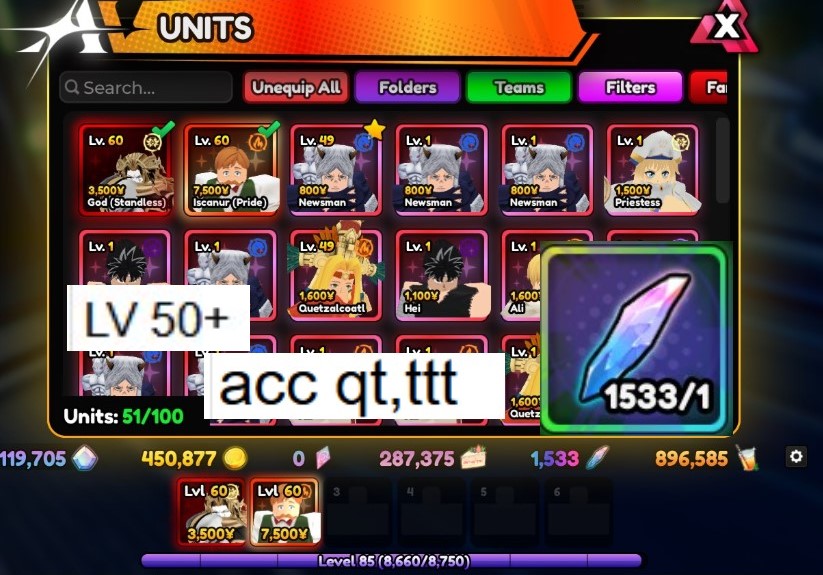 Acc có Dio evo và Escano 1k500 Reroll có 50% có sẵn Anni Bundle 1